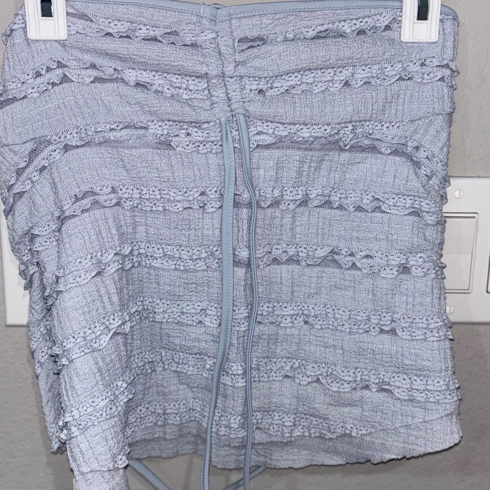 SHEIN Light Gray Tiered Ruffle Mini Skirt